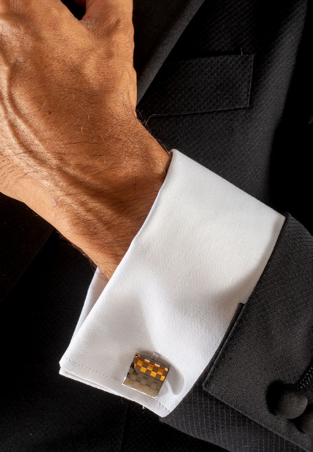 Camicia uomo elegante Custom Fit con finta coperta e polso gemelli