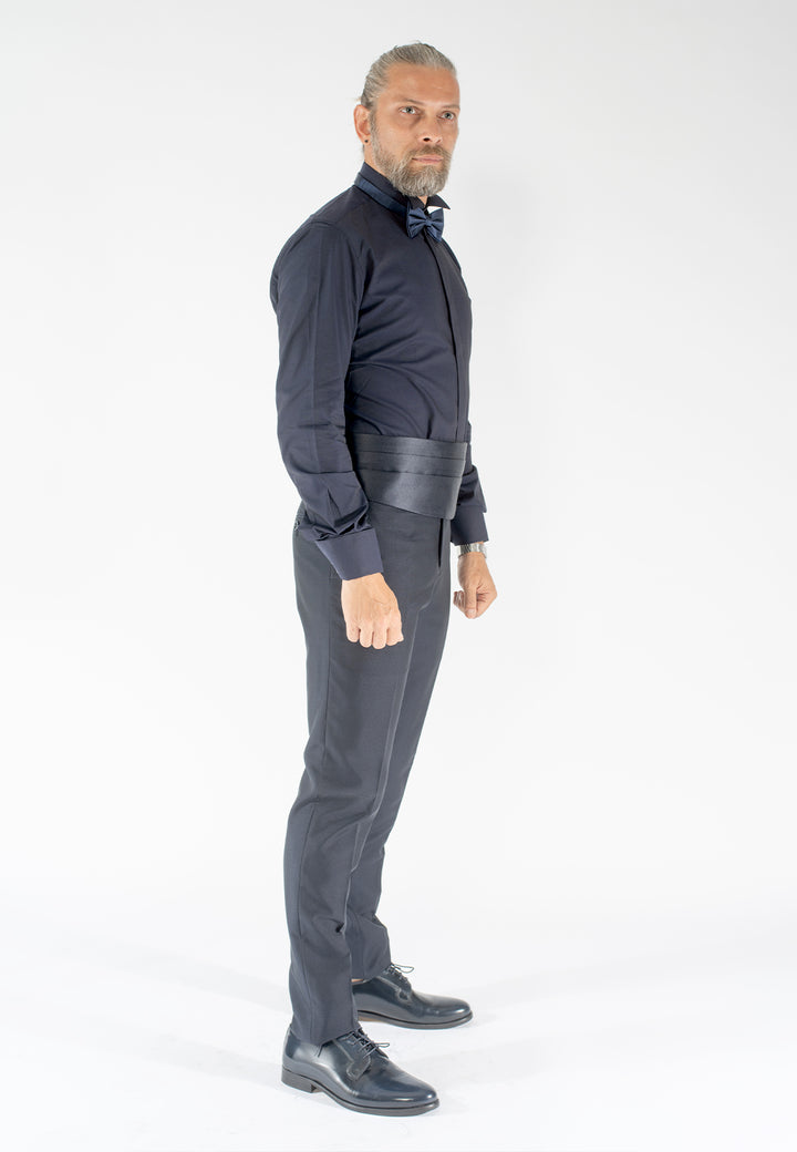 Camicia da cerimonia uomo custom fit in cotone con polsini per gemelli