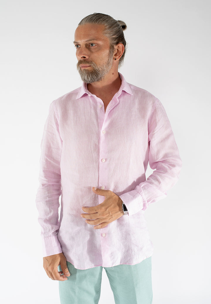 Camicia uomo in lino lavato con collo Truzzi