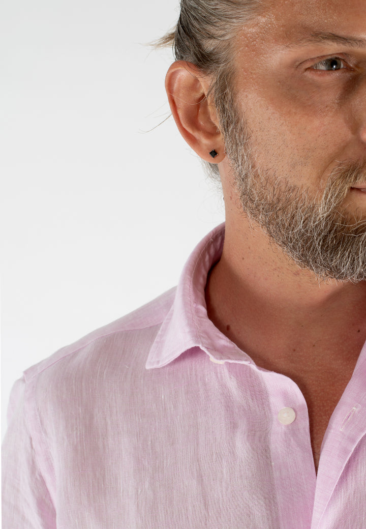 Camicia uomo in lino lavato con collo Truzzi
