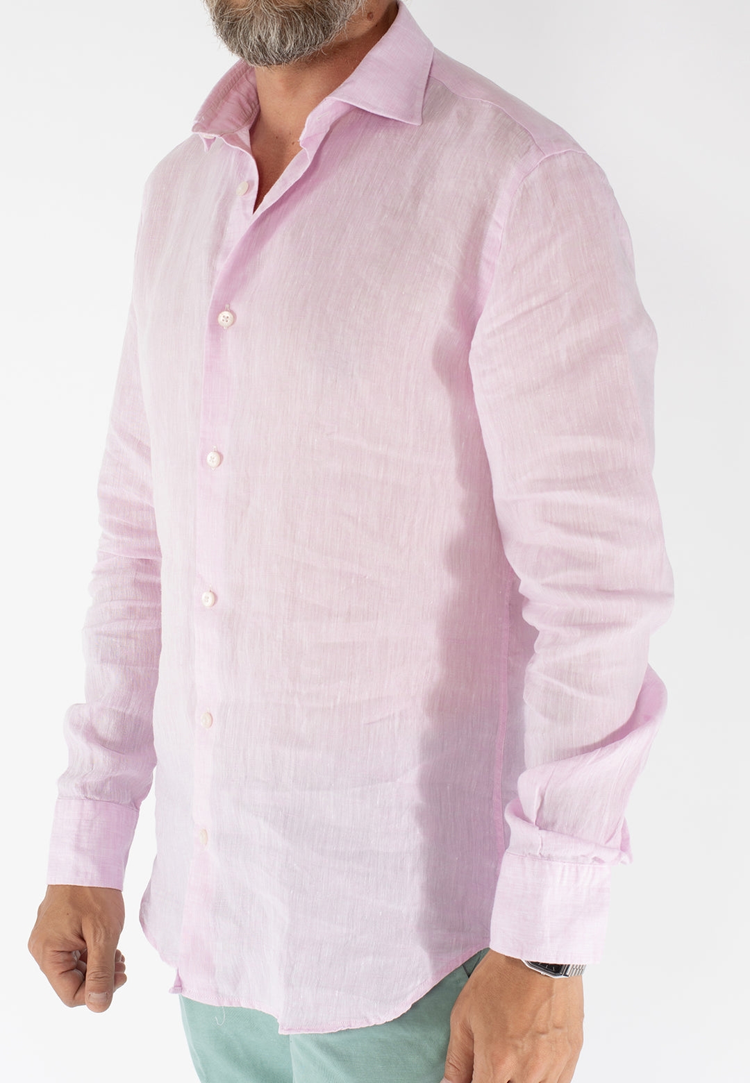 Camicia uomo in lino lavato con collo Truzzi
