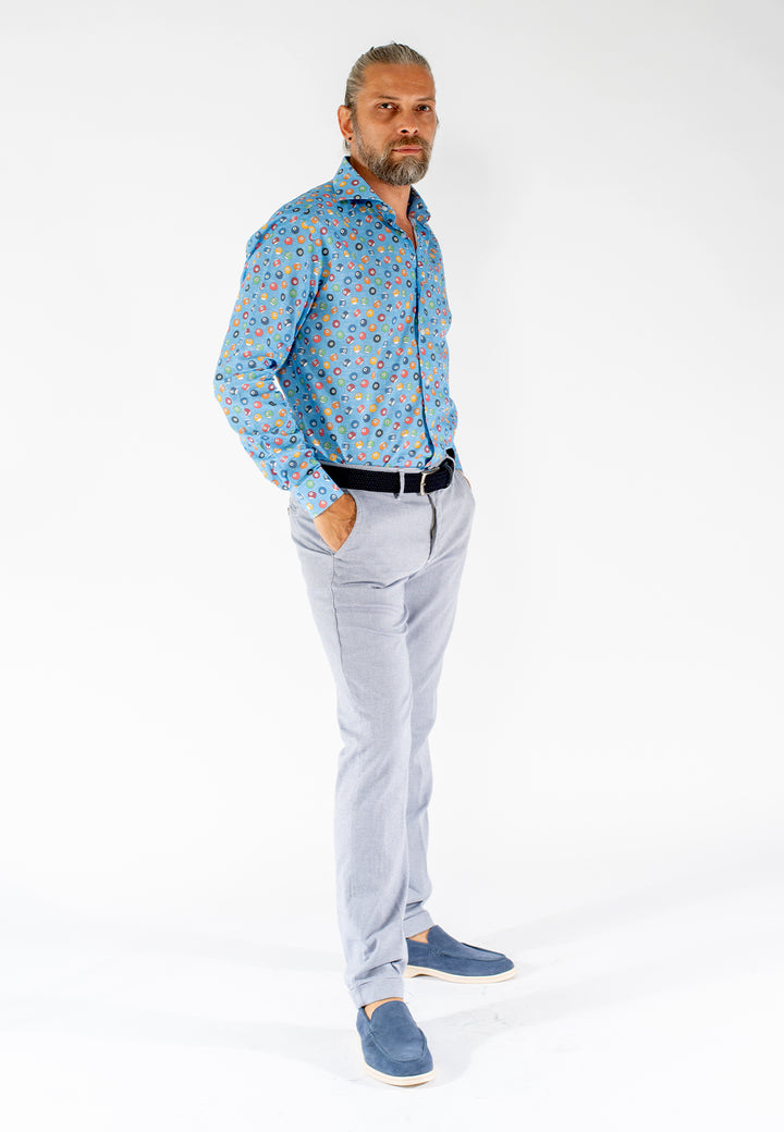 Camicia uomo fantasia in cotone custom fit