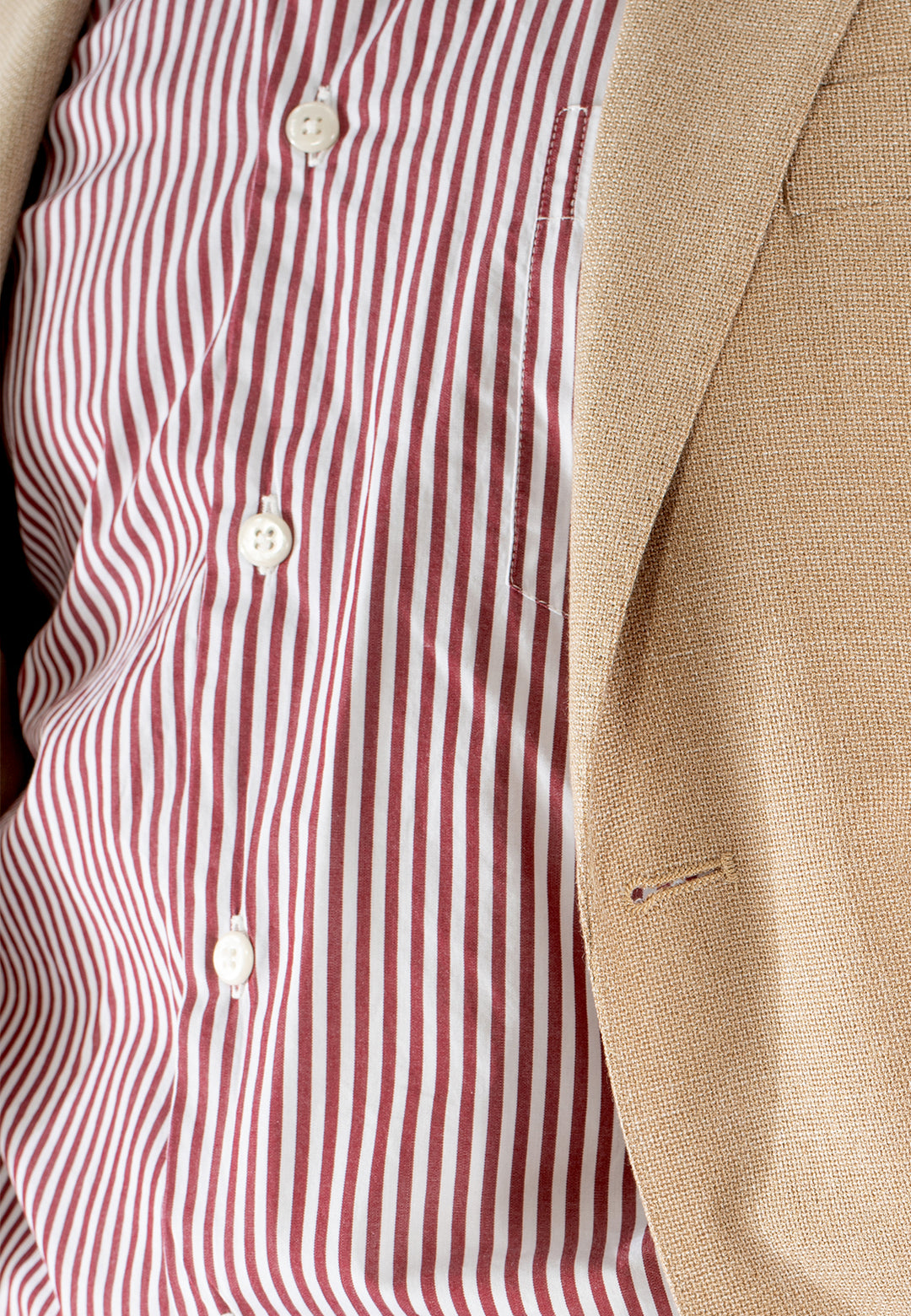 Camicia uomo a righe bordeaux e bianche custom fit in cotone