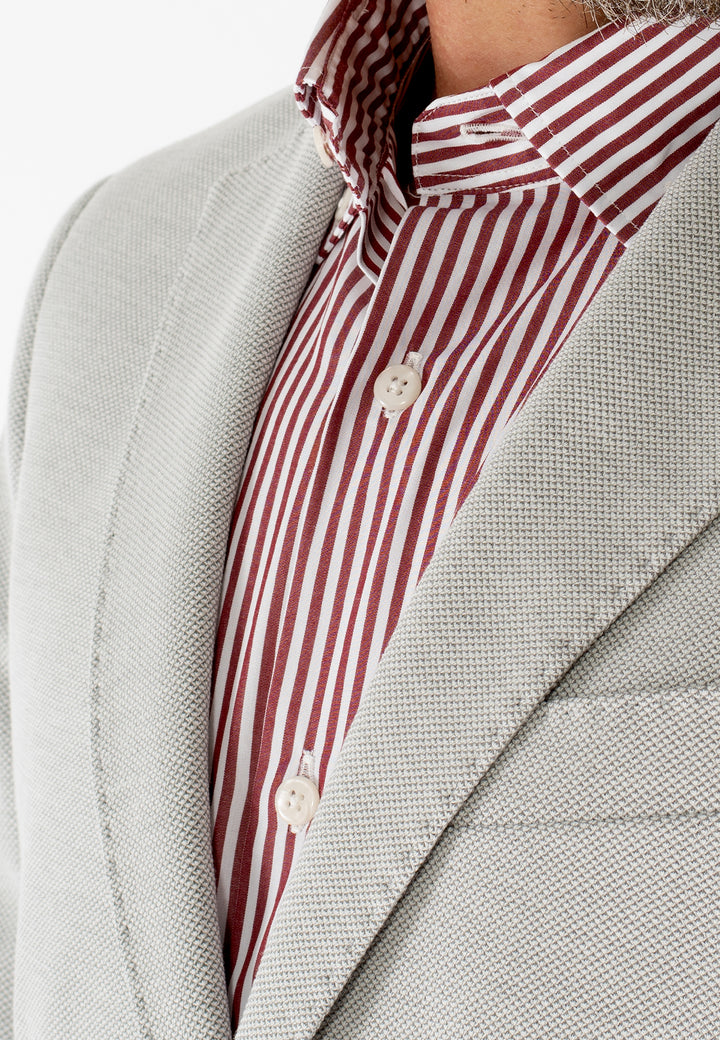 Camicia uomo a righe bordeaux e bianche custom fit in cotone