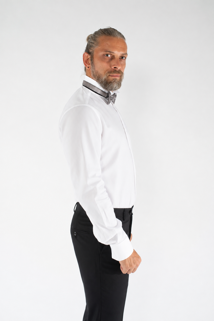 Camicia da cerimonia uomo custom fit in cotone con polsini per gemelli