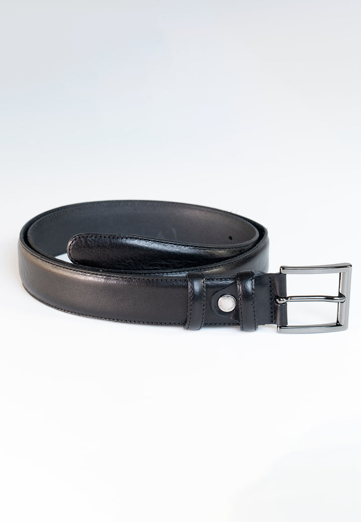 Cintura uomo classica in pelle con fibbia rettangolare