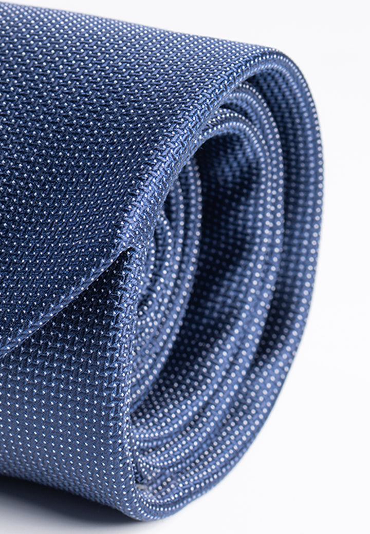 Cravatta uomo blu con micro puntini bianchi in pura seta
