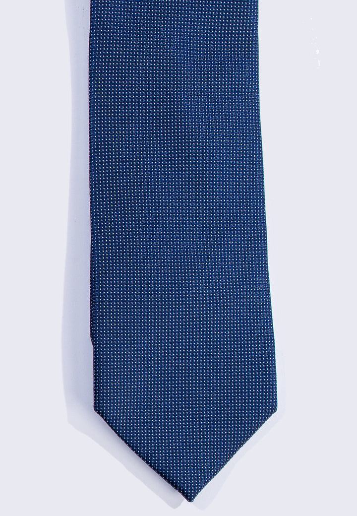 Cravatta uomo blu con micro puntini bianchi in pura seta