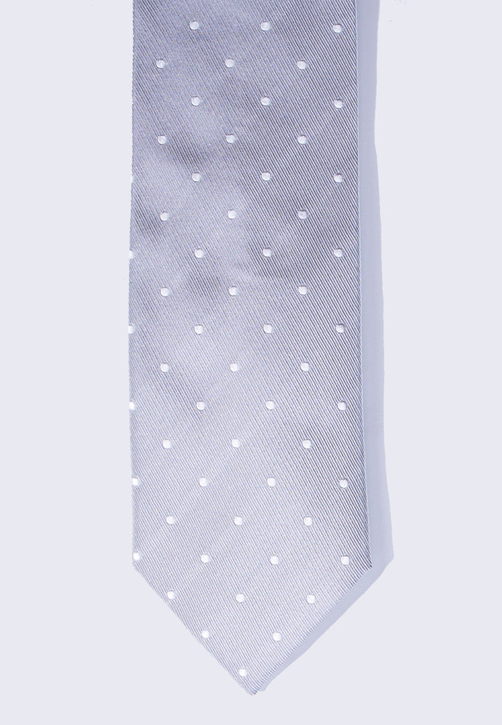Cravatta uomo grigio perla con micro pois tono su tono in pura seta