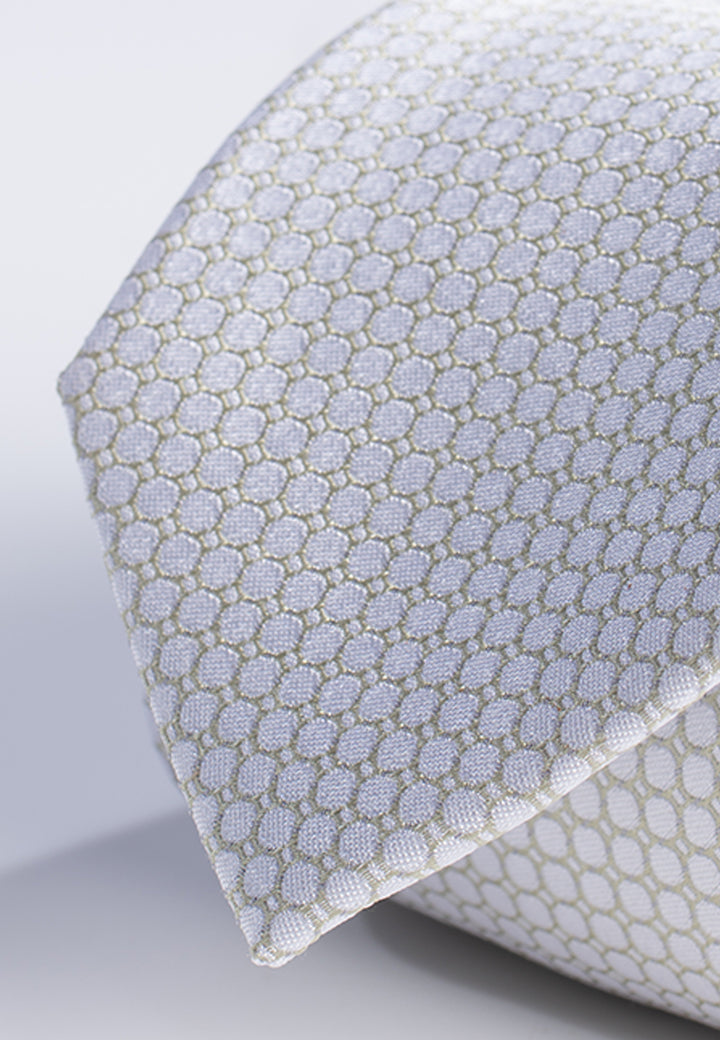 Cravatta uomo grigio perla con micro trama geometrica in pura seta