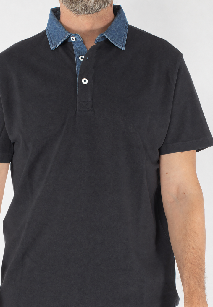 Polo uomo con collo jeans regular fit