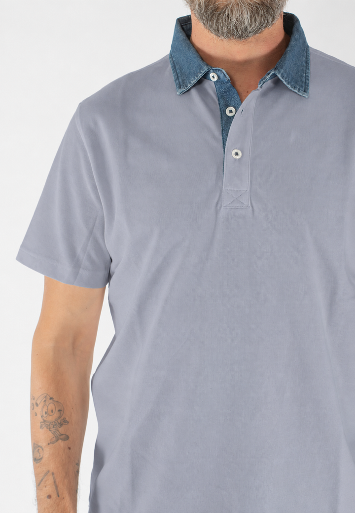 Polo uomo con collo jeans regular fit