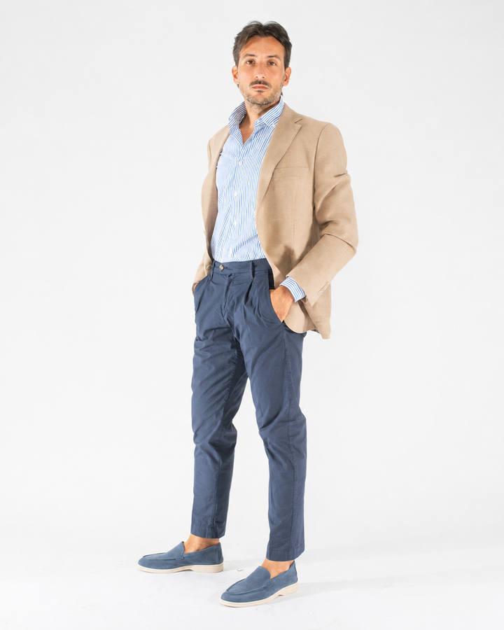 Camicia uomo a righe Custom Fit in cotone con collo Button Down