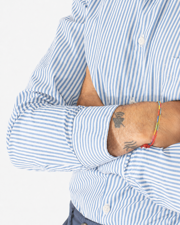 Camicia uomo a righe Custom Fit in cotone con collo Button Down