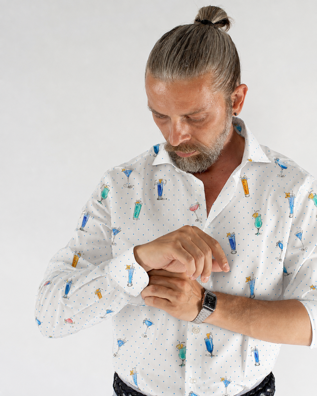 Camicia uomo fantasia in cotone custom fit