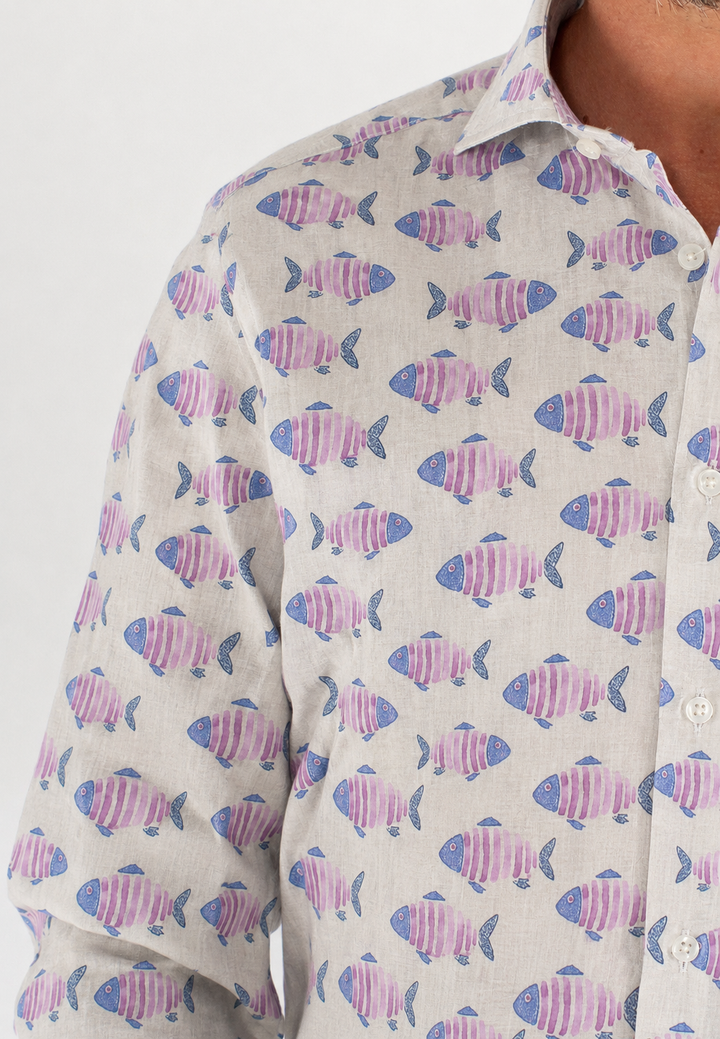 Camicia uomo fantasia in cotone custom fit