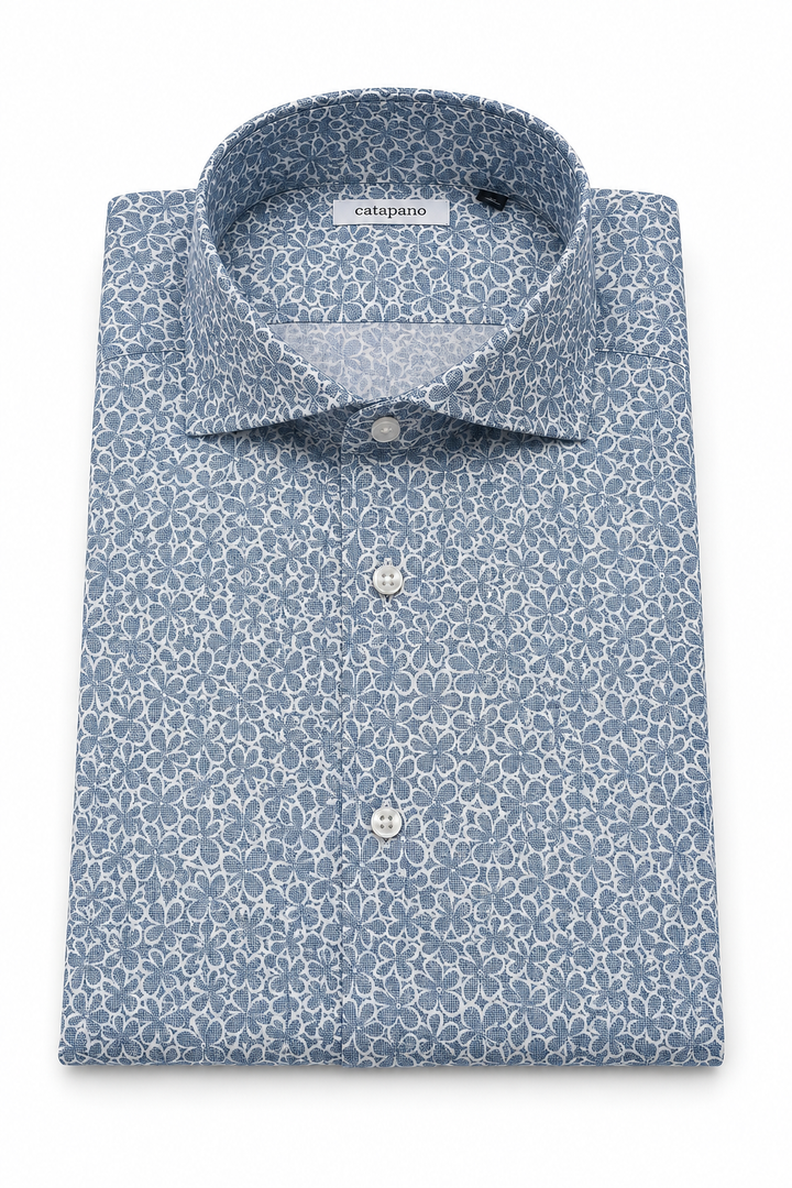 Camicia uomo fantasia in cotone custom fit