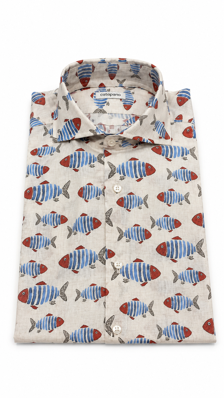 Camicia uomo fantasia in cotone custom fit