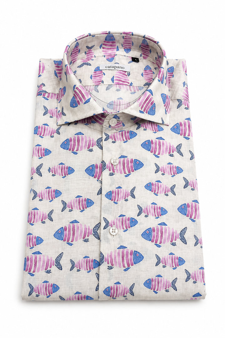 Camicia uomo fantasia in cotone custom fit