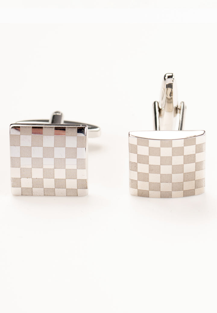 Gemelli da uomo rettangolari con motivo a scacchi
