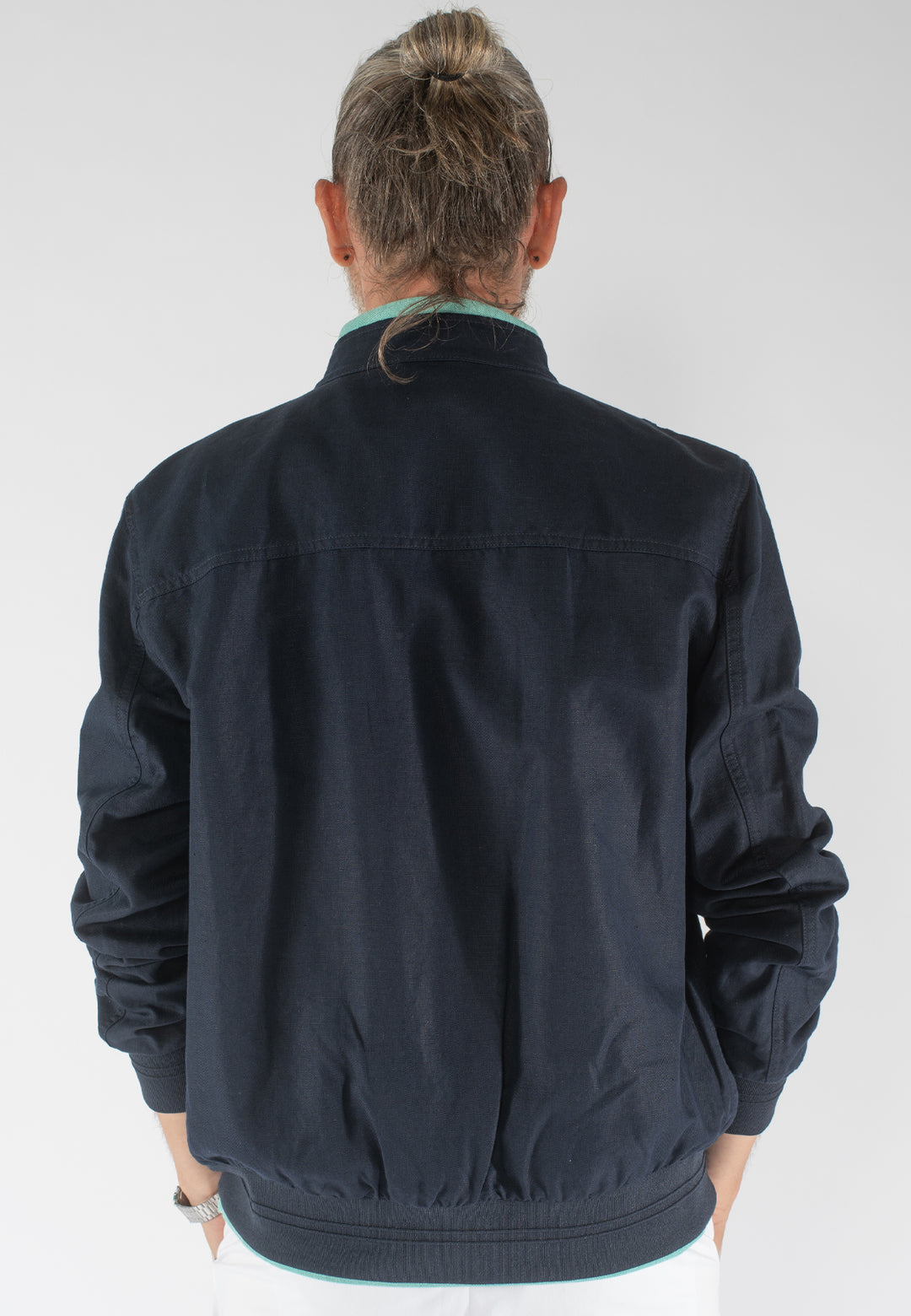 Giubbino uomo in lino e cotone con zip