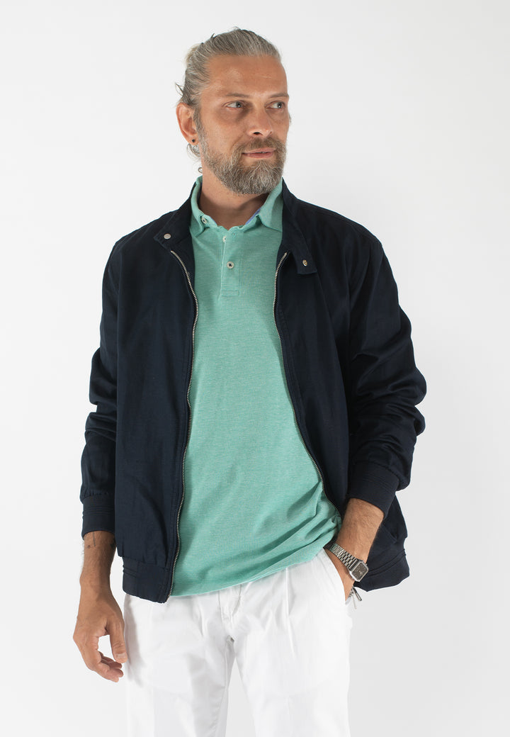 Giubbino uomo in lino e cotone con zip