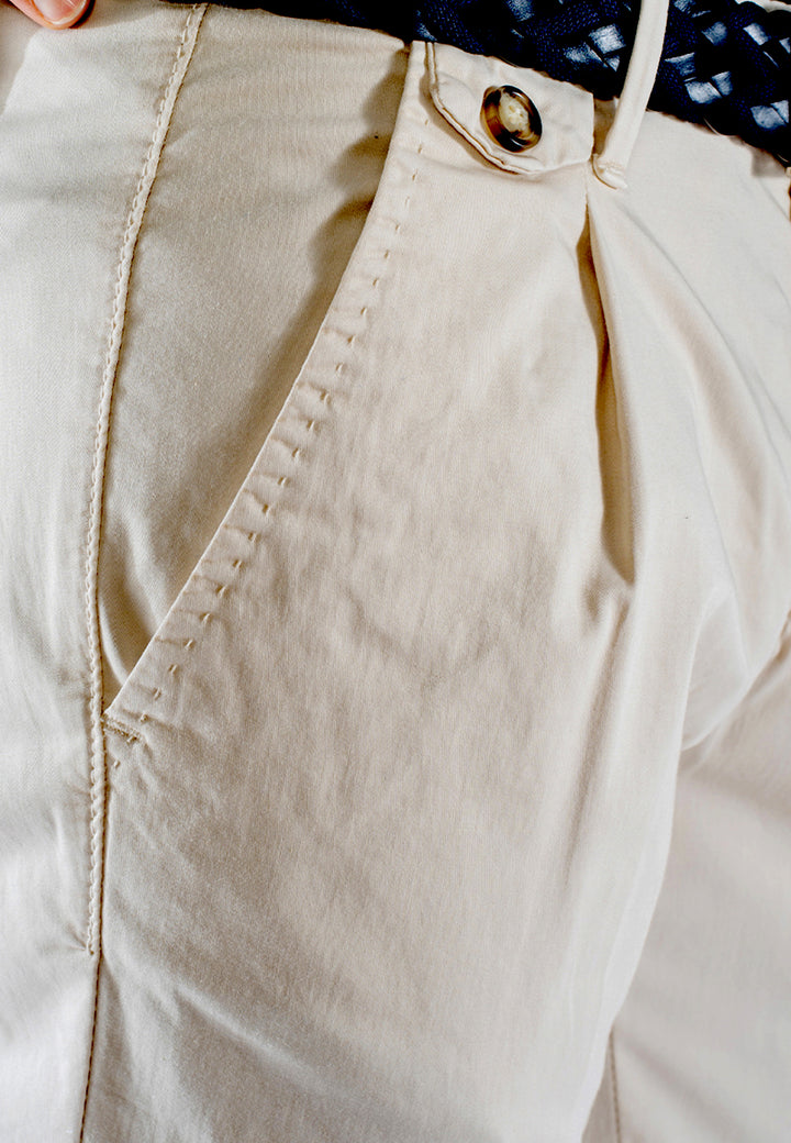 Pantalone uomo in cotone con pince e fondo con risvolto