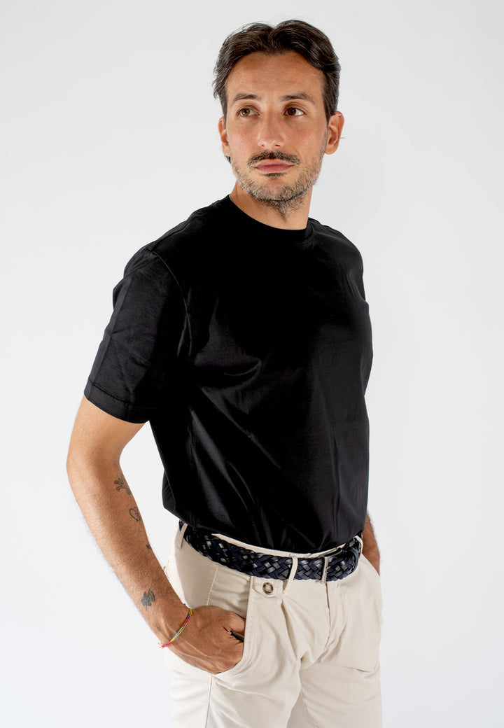 Pantalone uomo in cotone con pince e fondo con risvolto