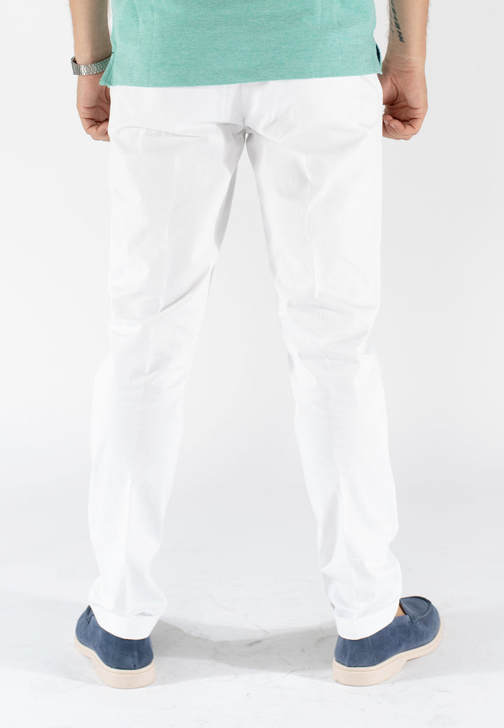 Pantalone uomo in cotone con pince e fondo con risvolto