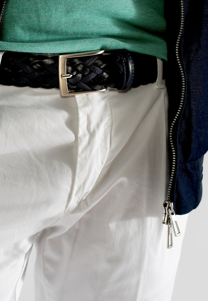 Pantalone uomo in cotone con pince e fondo con risvolto