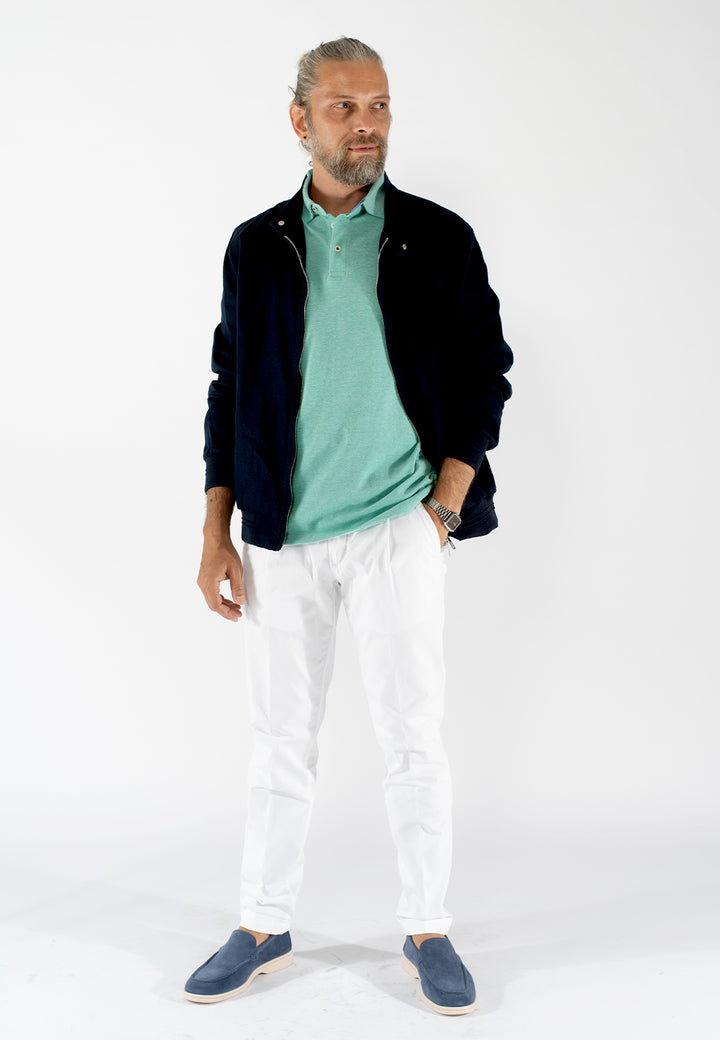 Pantalone uomo in cotone con pince e fondo con risvolto