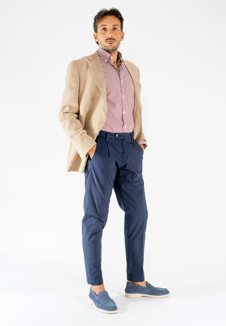 Pantalone uomo in cotone elasticizzato con pince