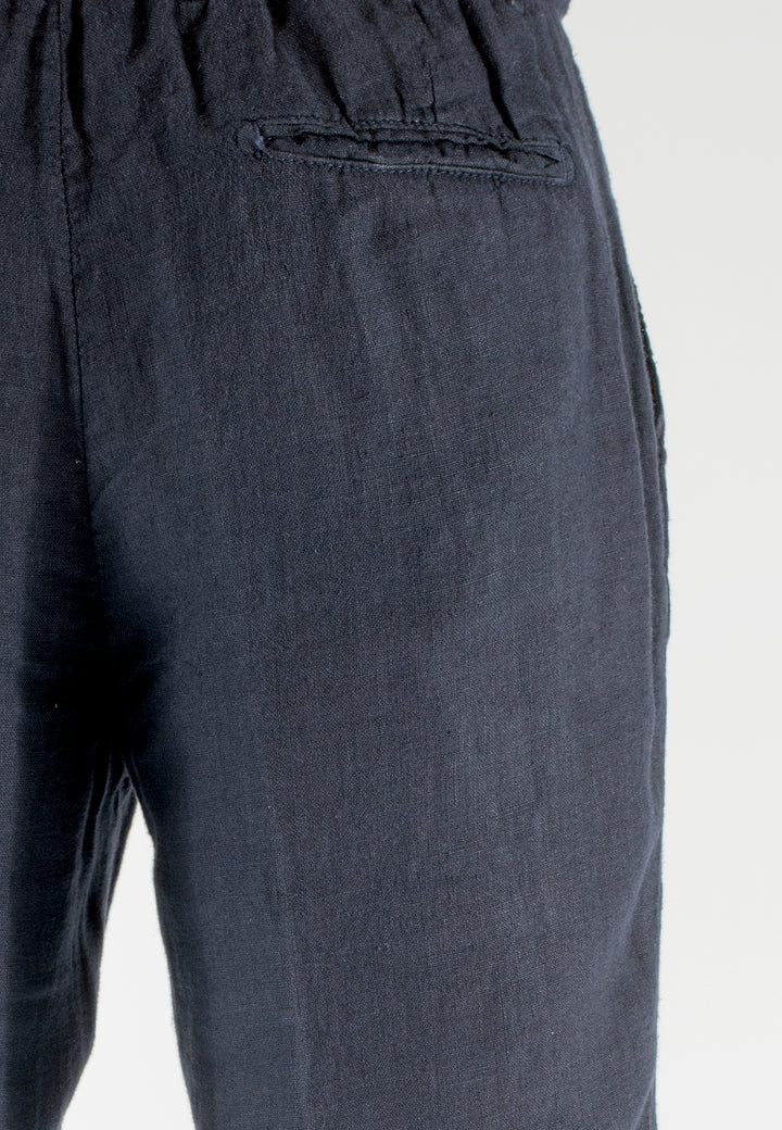 Pantalone uomo in puro lino con pince e coulisse