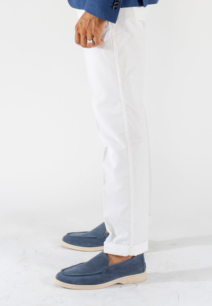 Pantalone uomo bianco Capri fit in cotone e lino