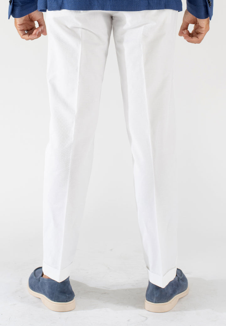 Pantalone uomo bianco Capri fit in cotone e lino