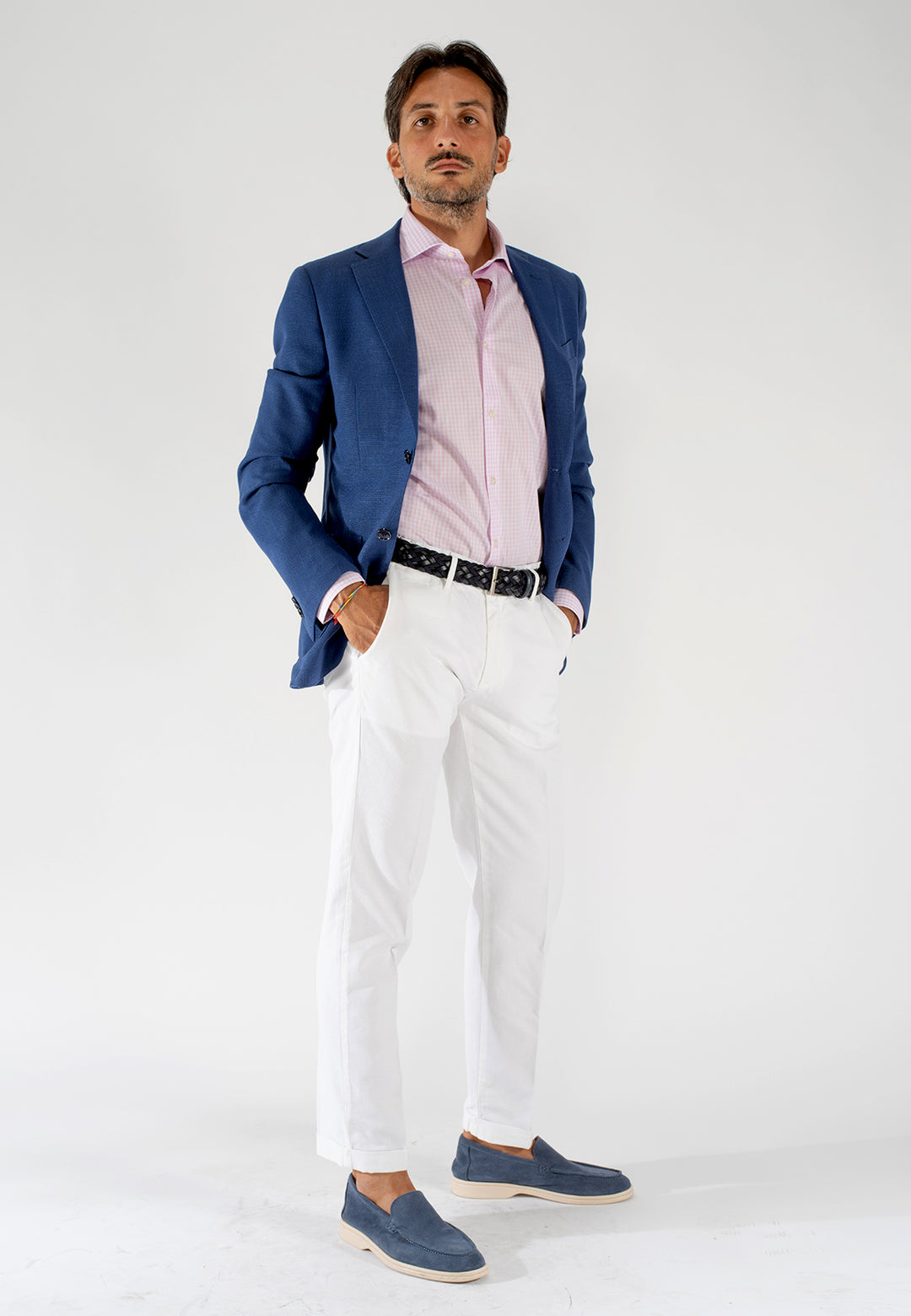Pantalone uomo bianco Capri fit in cotone e lino