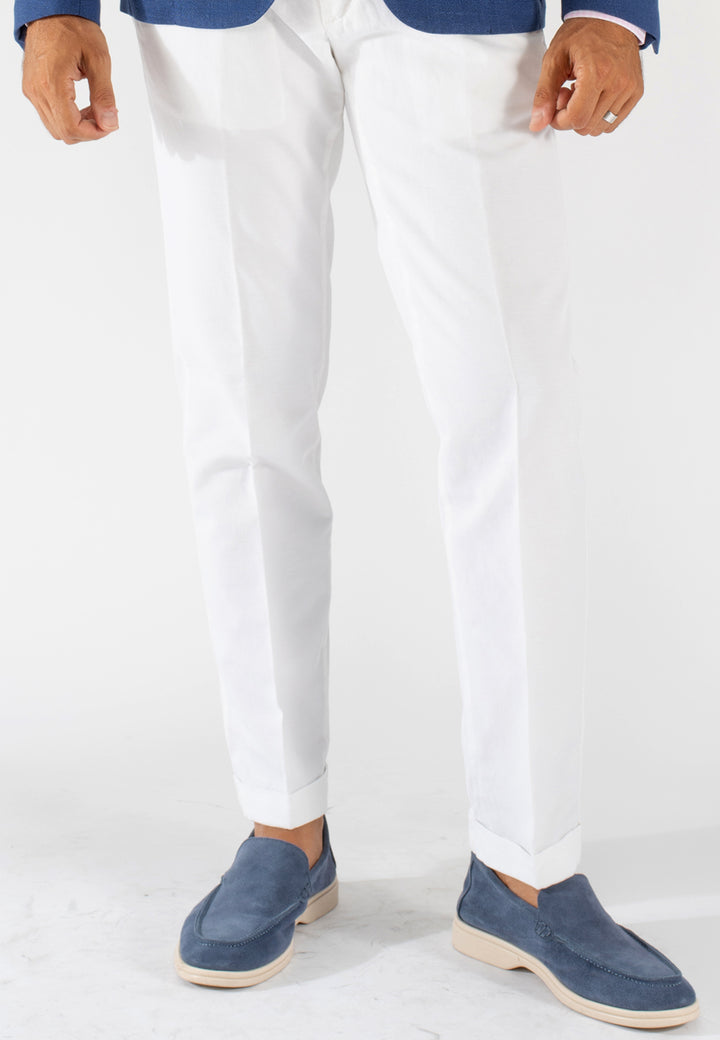 Pantalone uomo bianco Capri fit in cotone e lino
