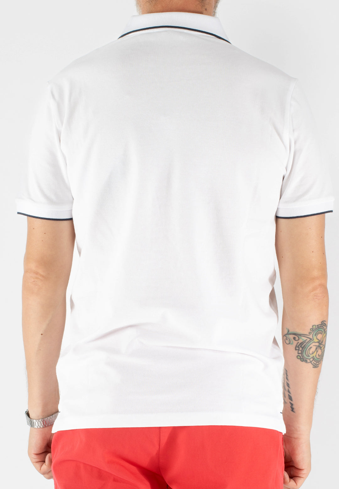 Polo uomo slim fit in cotone elasticizzato con profili colorati