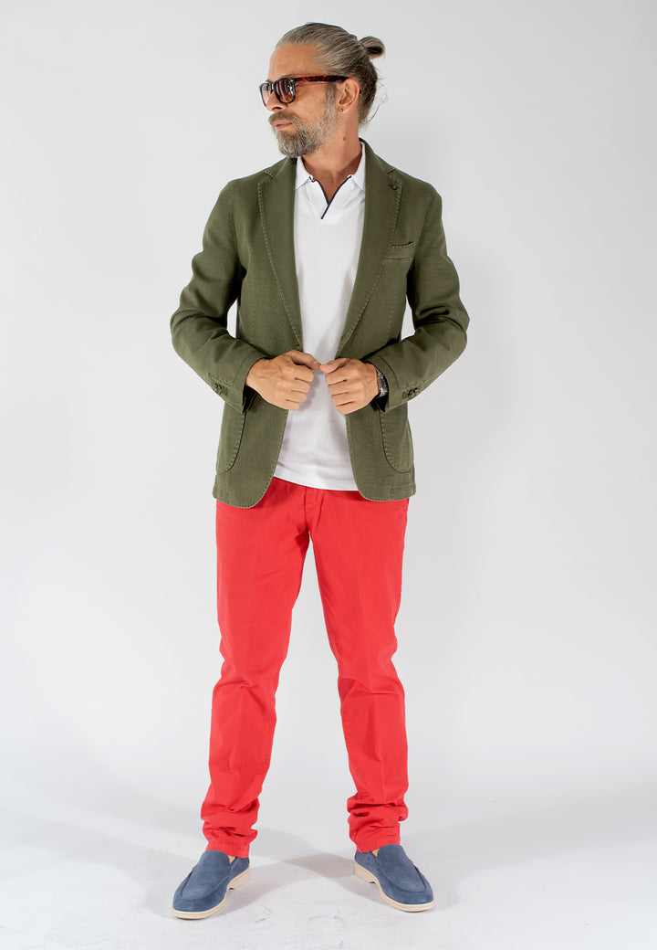 Polo uomo slim fit in cotone elasticizzato con profili colorati