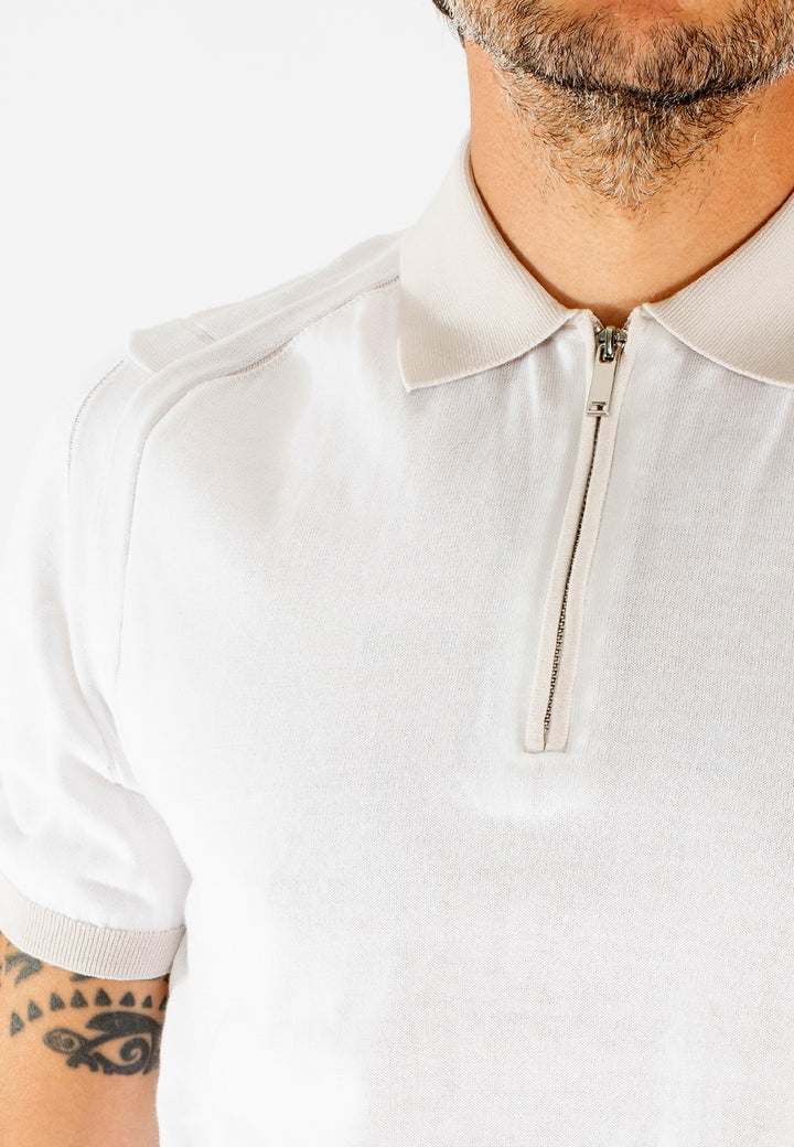 Polo uomo con zip e collo a contrasto