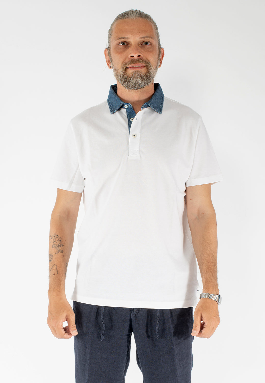Polo uomo con collo jeans regular fit