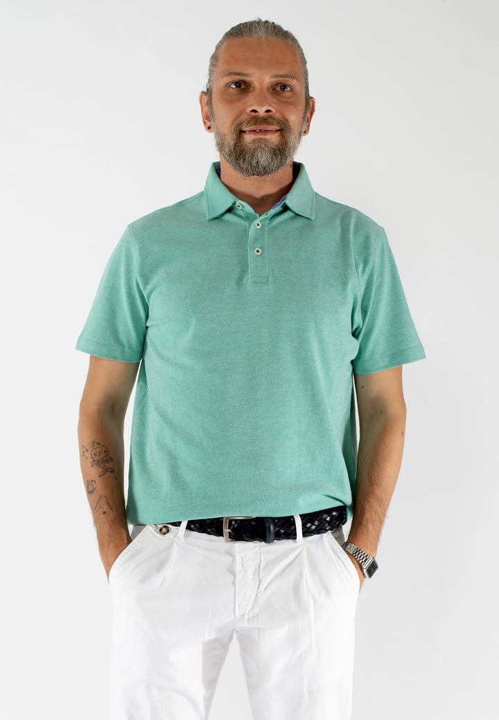 Polo uomo regular fit in cotone piqué con interno a contrasto