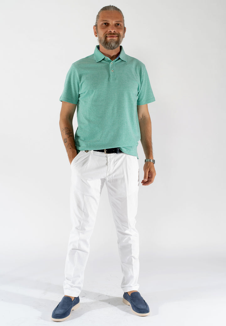 Polo uomo regular fit in cotone piqué con interno a contrasto