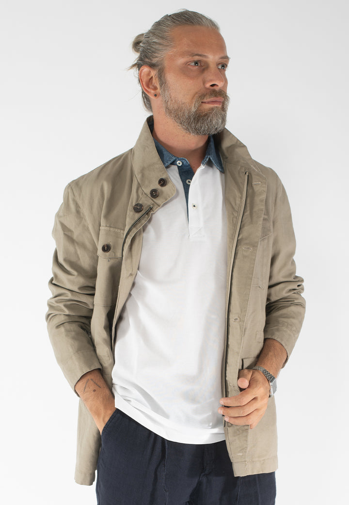 Sahariana uomo in lino e cotone
