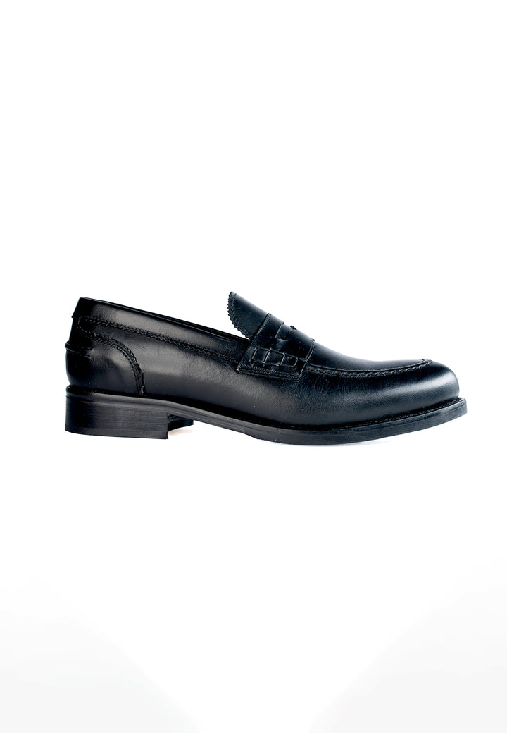 Mocassino uomo nero con mascherina in vera pelle