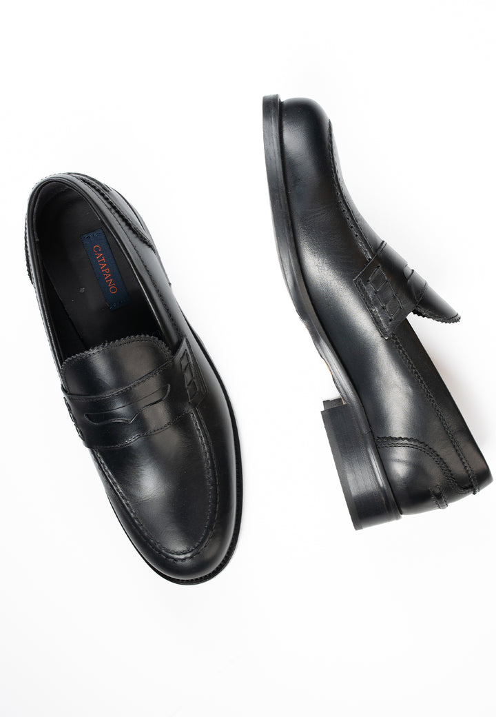 Mocassino uomo nero con mascherina in vera pelle