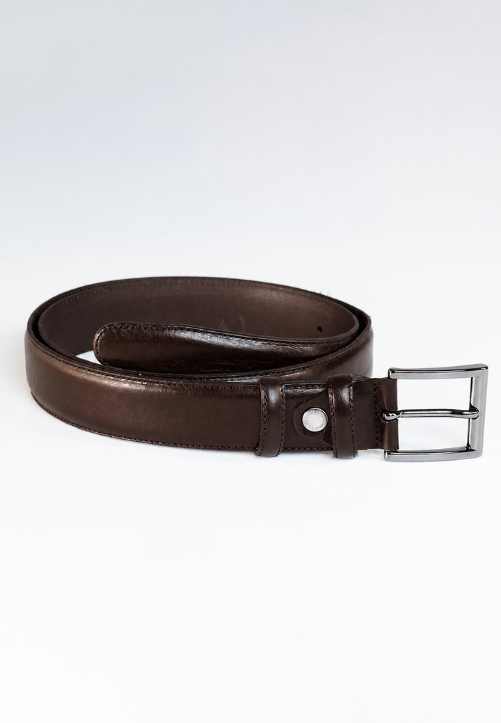 Cintura uomo classica in pelle con fibbia rettangolare