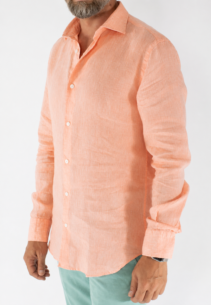 Camicia uomo in lino lavato con collo Truzzi