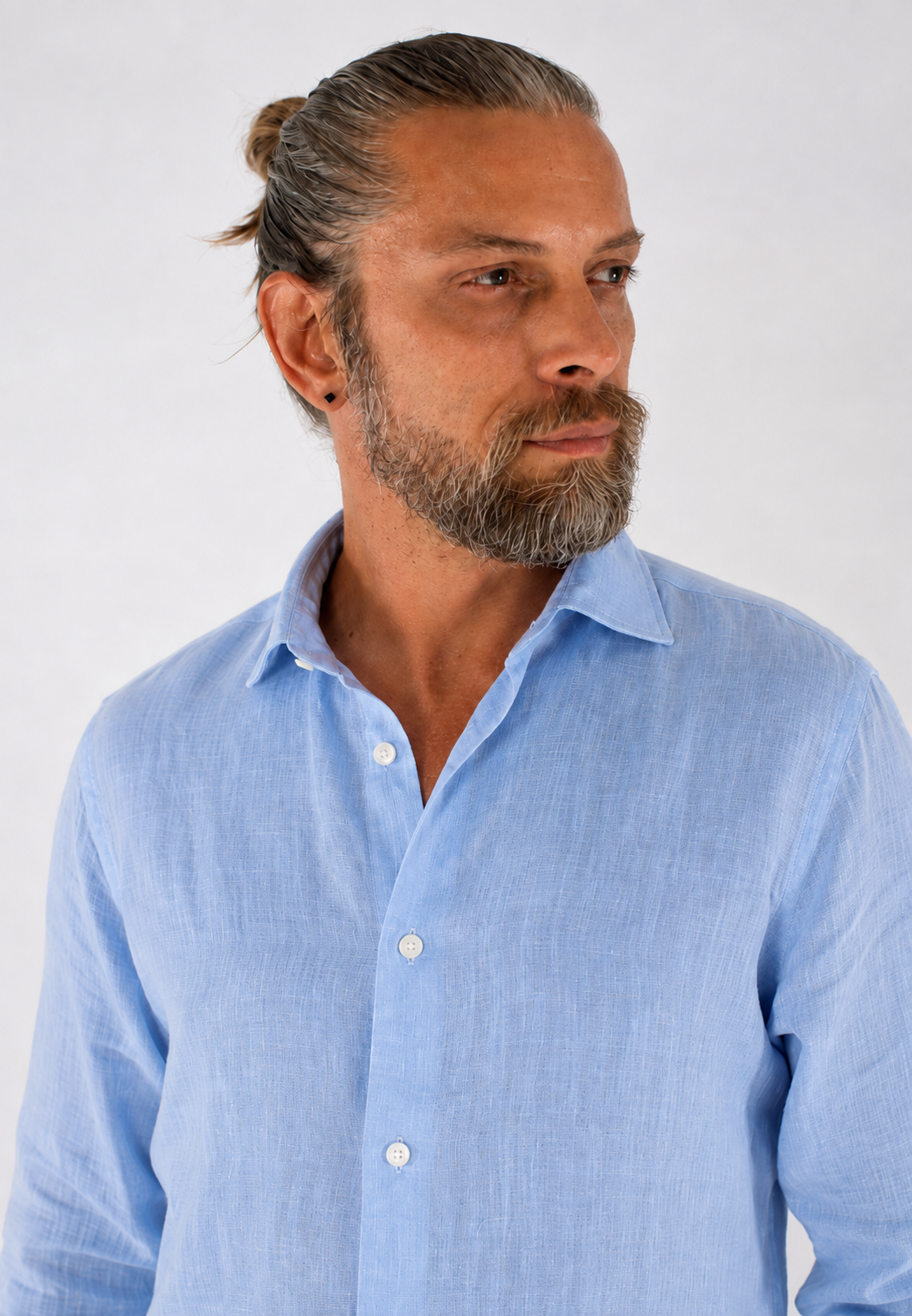 Camicia uomo in lino lavato con collo Truzzi
