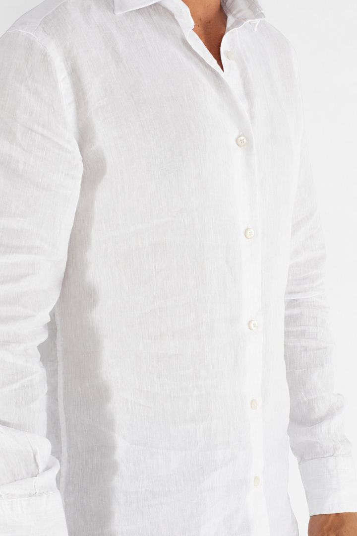 Camicia uomo in lino lavato con collo Truzzi